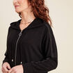 Gilet manches longues capuche noir femme