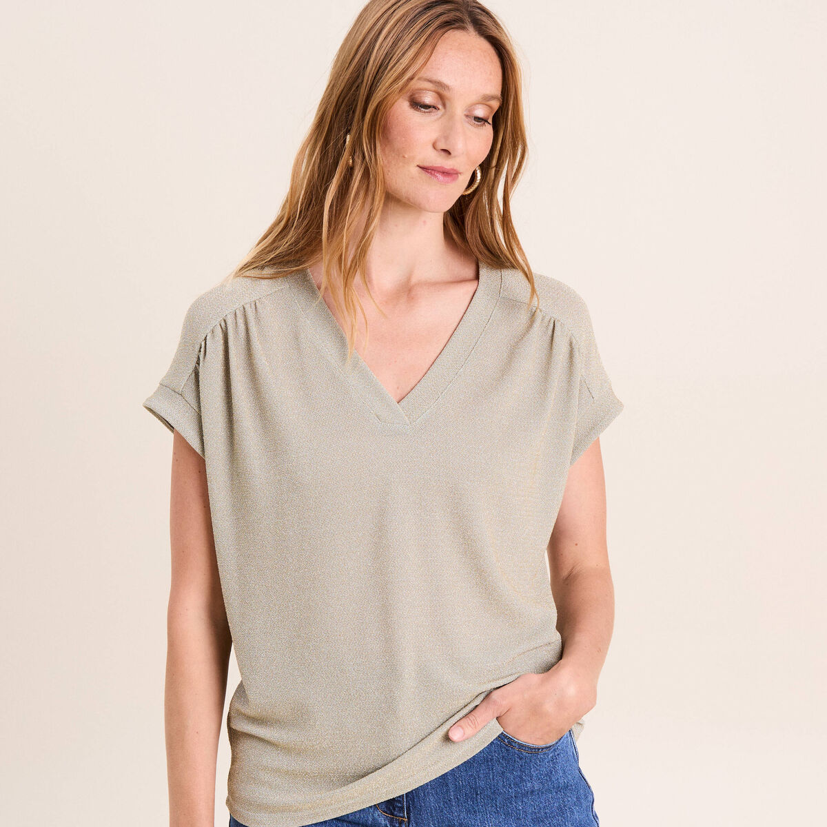 T-shirt manches courtes vert clair femme