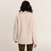 Manteau droit effet mouton ivoire femme