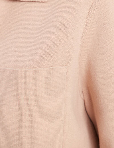Gilet r&eacute;versible manches longues beige femme