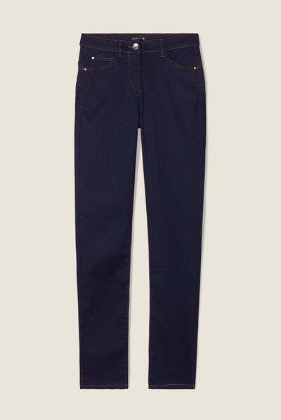 Pantalon léger taille haute long denim brut femme