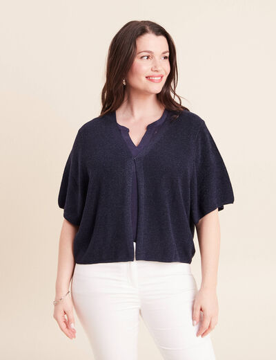 Gilet manches courtes bleu marine femme