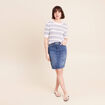 Pull col rond manches courtes bleu femme
