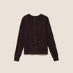 Gilet manches longues col rond marron fonc&eacute; femme