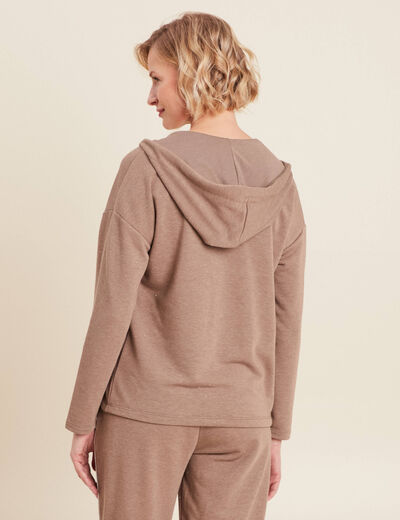 Sweat à capuche taupe femme