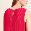 Robe pliss&eacute;e sans manches col rond rose fushia femme