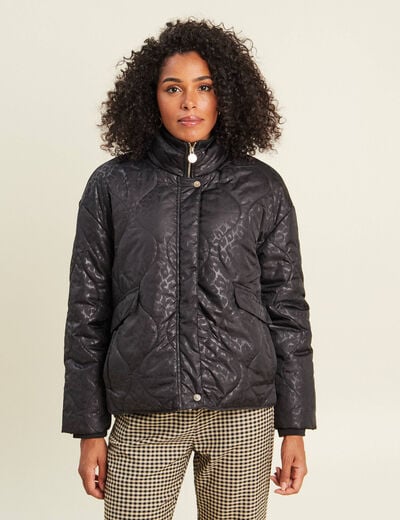 Doudoune ample courte &agrave; capuche noir femme