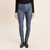 Pantalon enduit ajust&eacute; taille bascul&eacute;e bleu fonc&eacute; femme