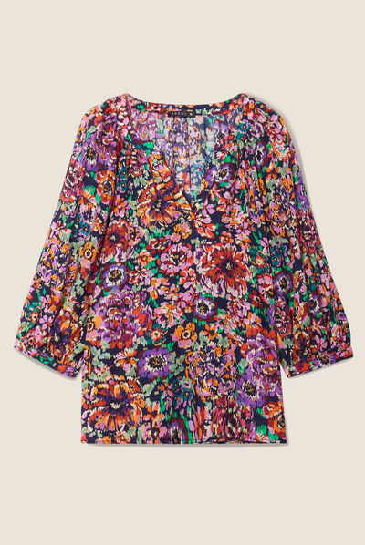 Blouse manches 3/4 multicolore femme