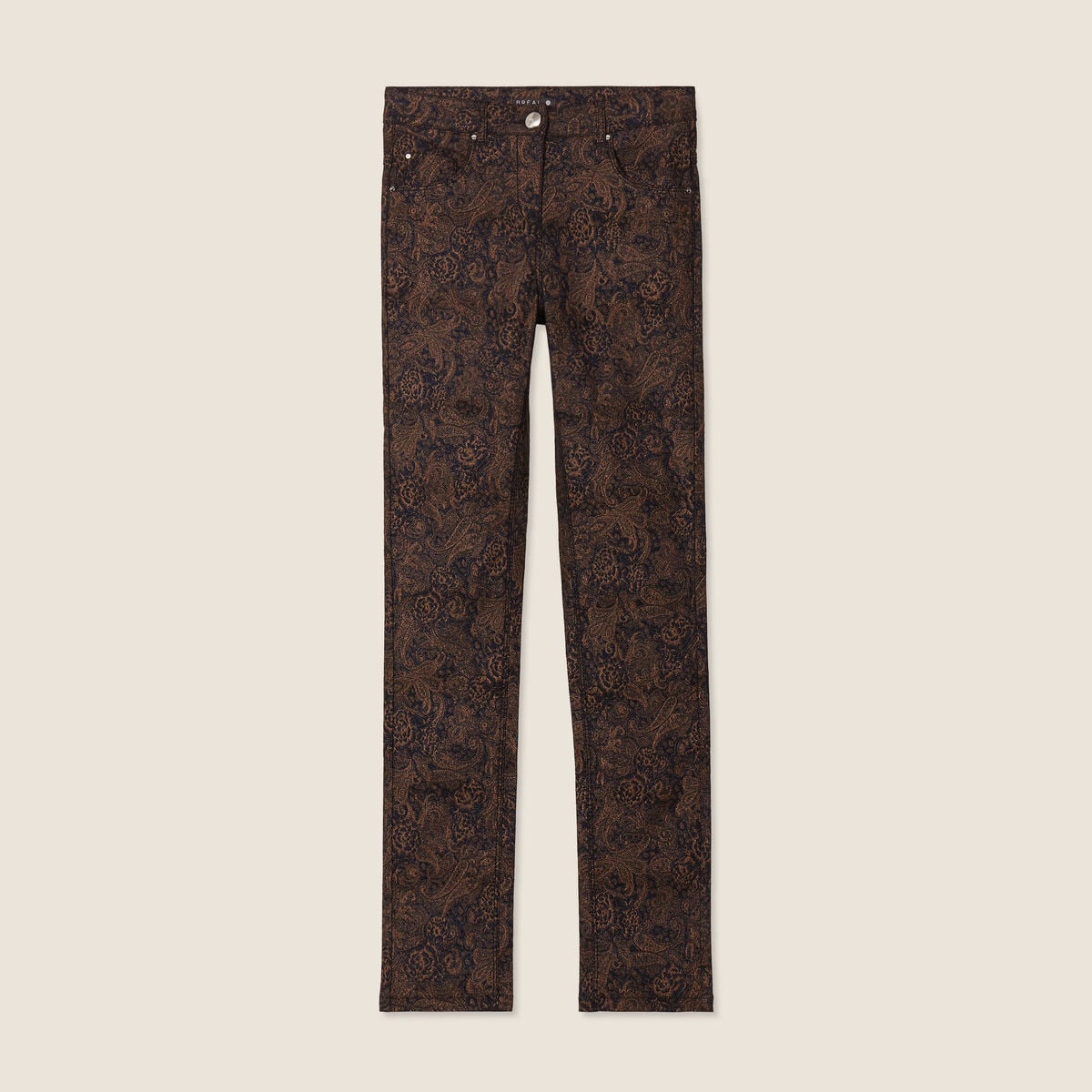 Pantalon coupe ajust&eacute;e enduit noir femme