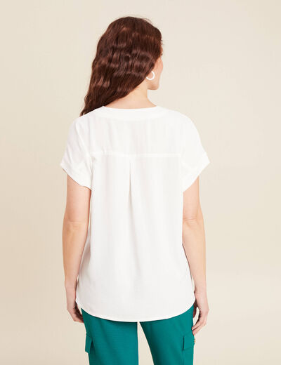 Blouse manches courtes ecru femme