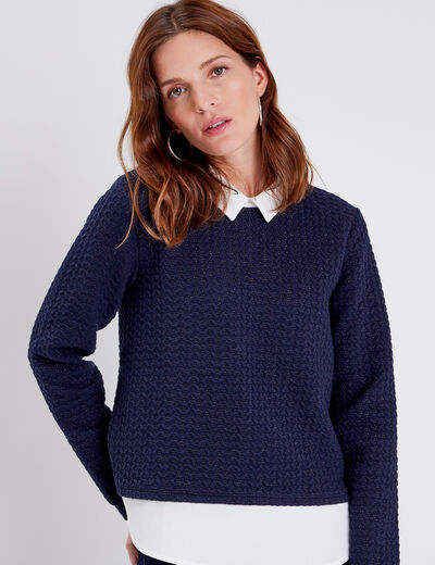 T-shirt manches longues bleu foncé femme