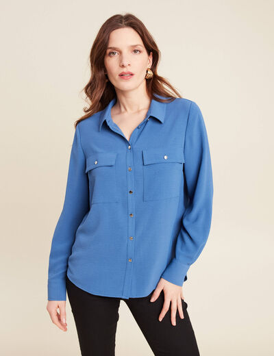 Chemise manches longues bleu foncé femme