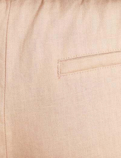 Pantalon flou 7/8ème en lin sable femme