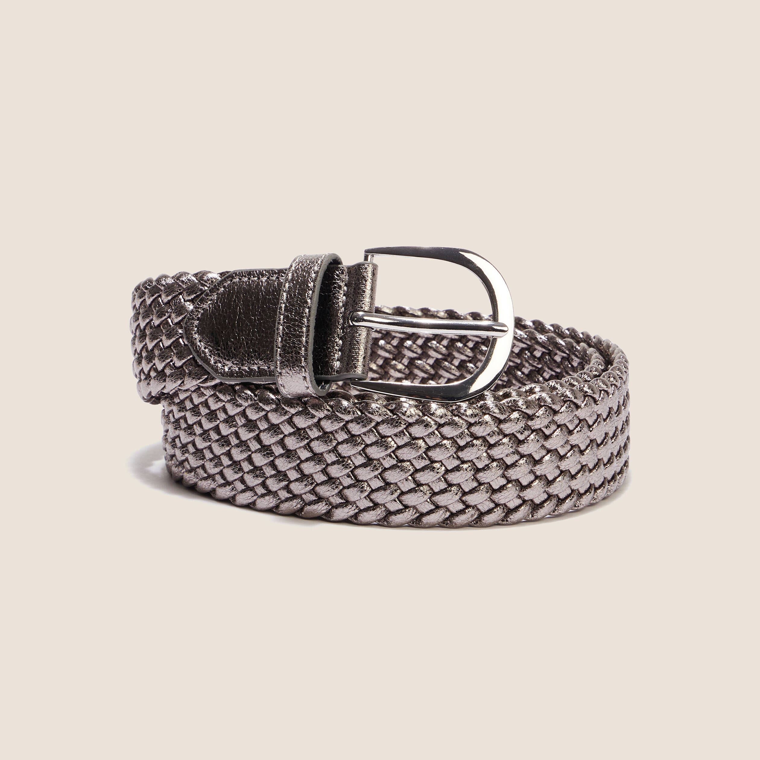 Ceinture tressee metalissee couleur argent femme Breal