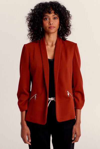 Veste esprit tailleur ajustée bordeaux femme