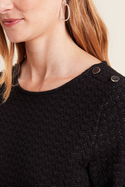 Robe droite manches 3/4 noir femme