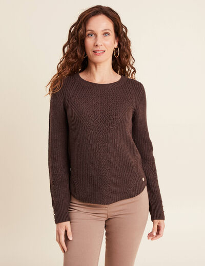Pull manches longues marron femme