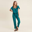 Combinaison pantalon droite vert femme
