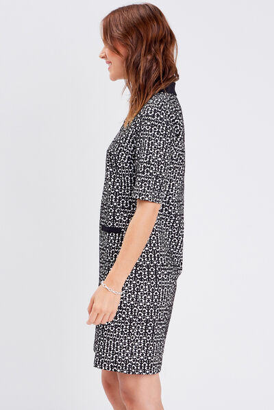 Robe droite manches courtes noir femme
