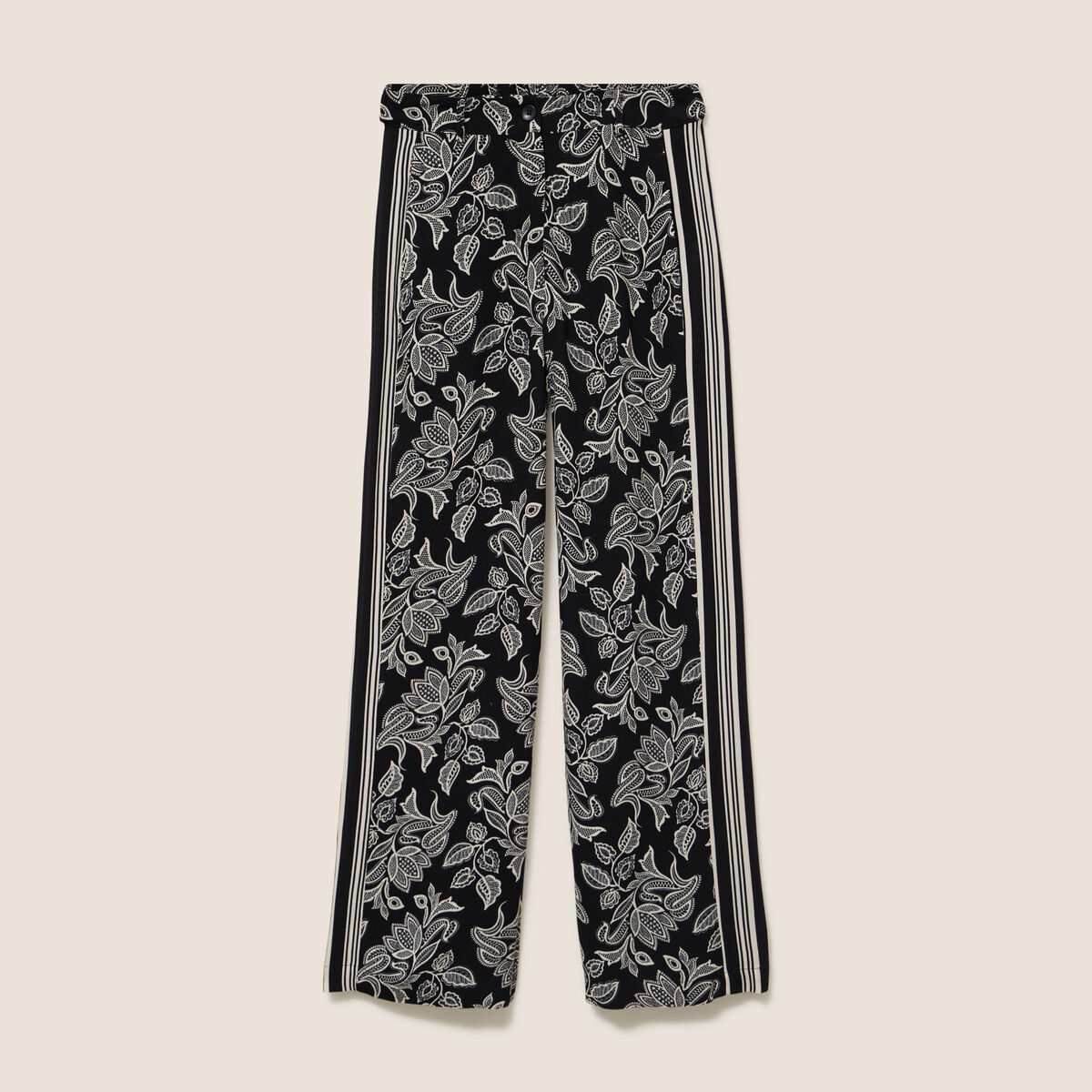 Pantalon fluide coupe large noir femme