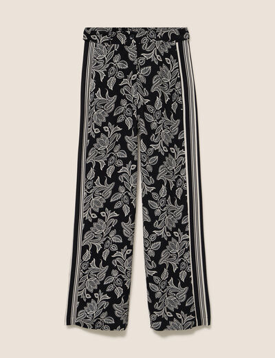 Pantalon fluide coupe large noir femme