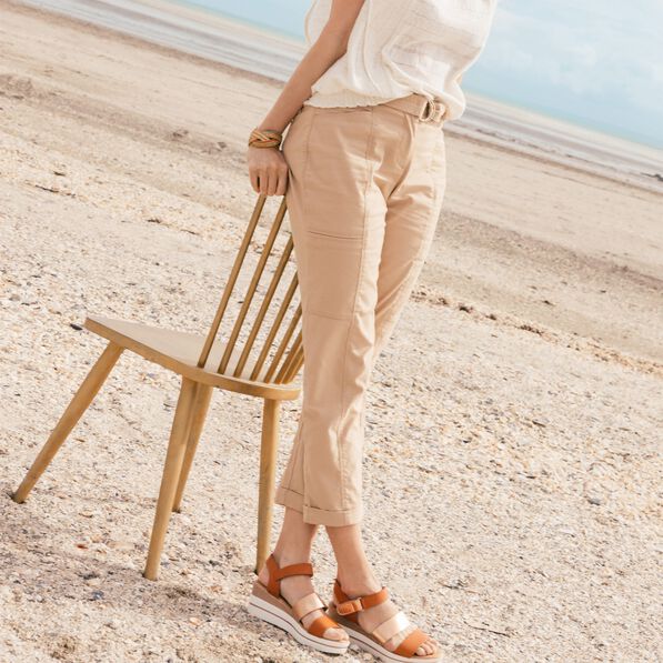 Pantalon ajusté 7/8ème beige femme