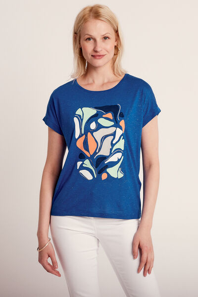 T-shirt manches courtes bleu electrique femme