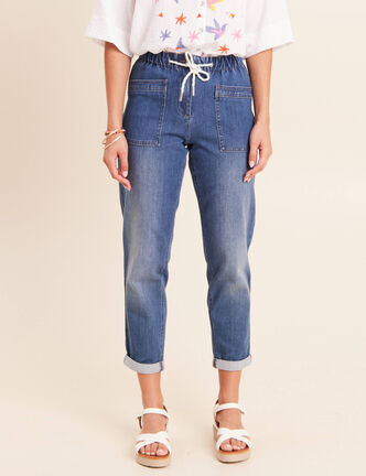 Jean coupe mom 7/8&egrave;me denim stone femme