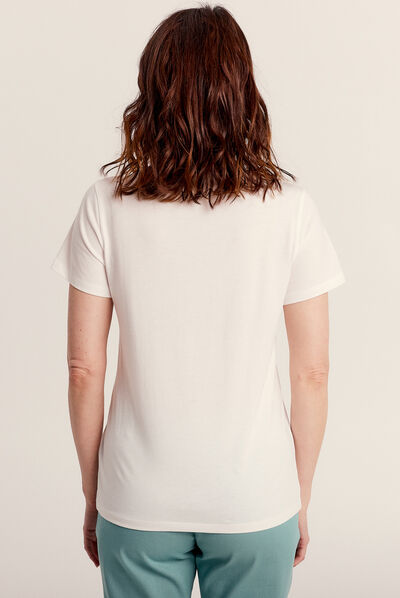 T-shirt manches courtes ecru femme