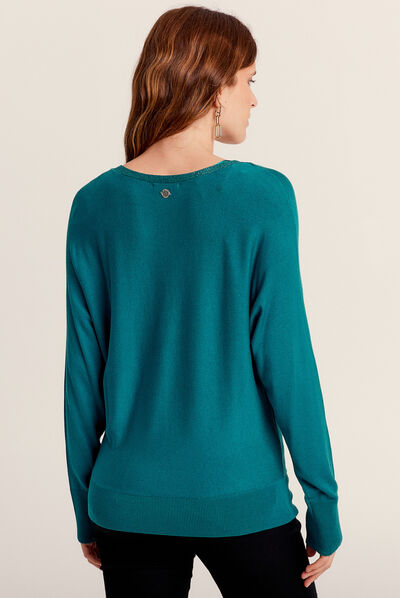 Pull manches longues vert foncé femme