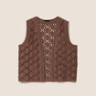 Gilet ajour&eacute; coupe droite courte marron femme