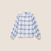 Chemise ample col rond manches longues bleu femme
