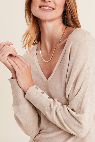 Pull manches longues couleur or femme