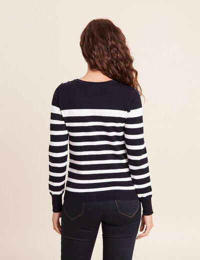 Pull manches longues bleu marine femme