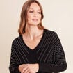 Pull ajust&eacute; col bateau strass noir femme