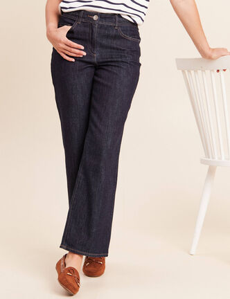 Jean coupe large 7/8&egrave;me taille haute denim brut femme