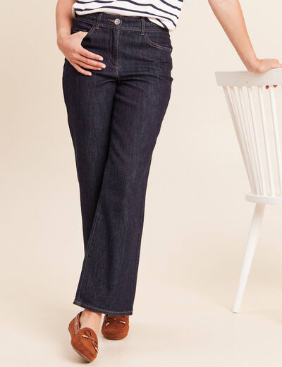 Jean coupe large 7/8&egrave;me taille haute denim brut femme