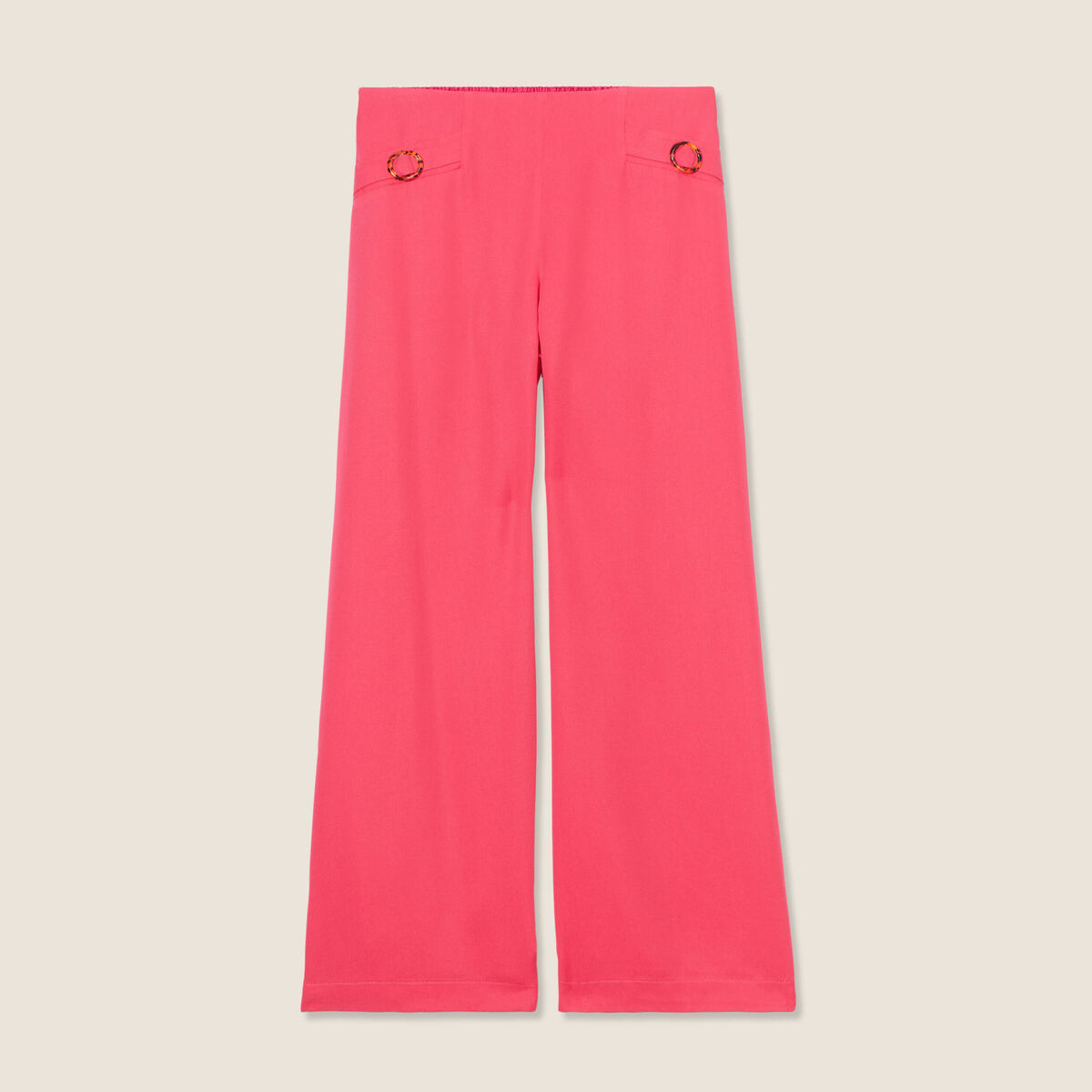 Pantalon large avec boucles rose framboise femme