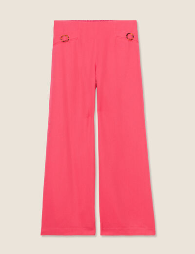 Pantalon large avec boucles rose framboise femme
