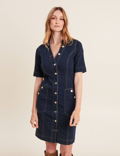 Robe droite en jean denim brut femme