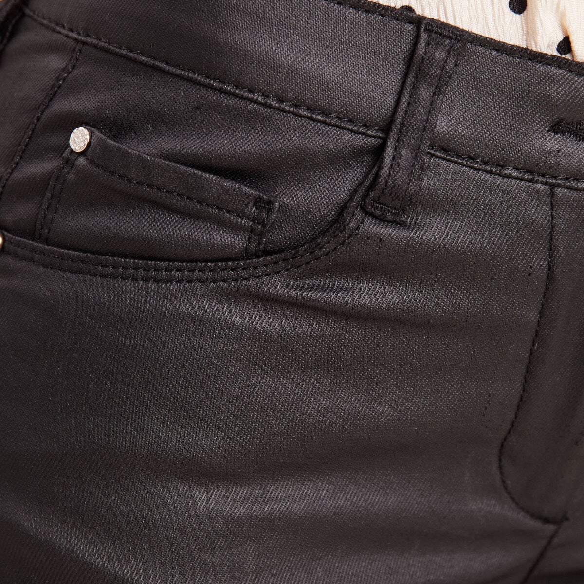 Pantalon magique L'Unique enduit noir femme