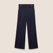 Pantalon taille haute bleu fonc&eacute; femme