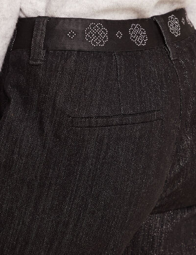 Jean carotte taille basculée noir femme
