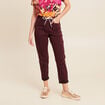 Pantalon coupe droite à coulisse bordeaux femme