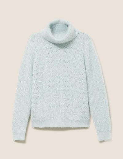 Pull droit manches longues vert pastel femme