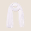 Foulard brillant à franges ecru femme