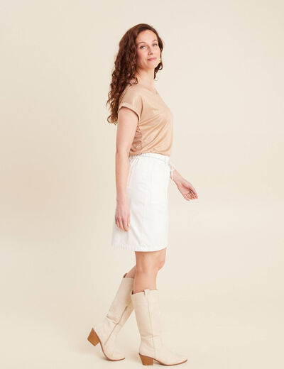 Jupe droite r&eacute;versible blanc femme