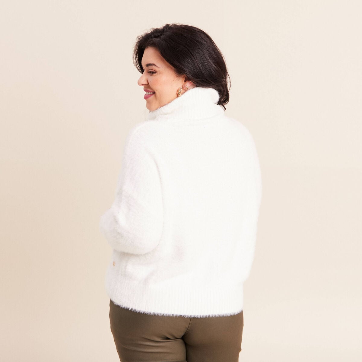 Pull manches longues ecru femme