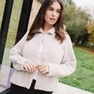 Veste droite manches longues beige femme